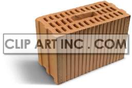 A clipart image of a hollow terracotta brick with multiple cavitied sections, commonly used in construction.