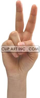 A clipart image of a hand showing the peace or victory sign with two fingers raised.