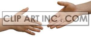 Clipart image of two hands reaching out towards each other as if to shake hands.
