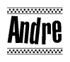 Andre Bold Text with Racing Checkerboard Pattern Border