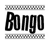 The image contains the text Bongo in a bold, stylized font, with a checkered flag pattern bordering the top and bottom of the text.