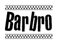 The clipart image displays the text Barbro in a bold, stylized font. It is enclosed in a rectangular border with a checkerboard pattern running below and above the text, similar to a finish line in racing. 