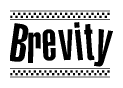 The clipart image displays the text Brevity in a bold, stylized font. It is enclosed in a rectangular border with a checkerboard pattern running below and above the text, similar to a finish line in racing. 