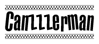 The image contains the text Canzzzerman in a bold, stylized font, with a checkered flag pattern bordering the top and bottom of the text.