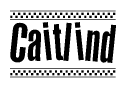 The image contains the text Caitlind in a bold, stylized font, with a checkered flag pattern bordering the top and bottom of the text.