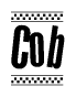The clipart image displays the text Cob in a bold, stylized font. It is enclosed in a rectangular border with a checkerboard pattern running below and above the text, similar to a finish line in racing. 