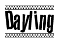The clipart image displays the text Dayling in a bold, stylized font. It is enclosed in a rectangular border with a checkerboard pattern running below and above the text, similar to a finish line in racing. 