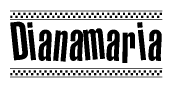 The image contains the text Dianamaria in a bold, stylized font, with a checkered flag pattern bordering the top and bottom of the text.
