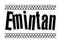 The image contains the text Emintan in a bold, stylized font, with a checkered flag pattern bordering the top and bottom of the text.