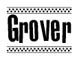 The clipart image displays the text Grover in a bold, stylized font. It is enclosed in a rectangular border with a checkerboard pattern running below and above the text, similar to a finish line in racing. 