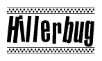 The clipart image displays the text Hillerbug in a bold, stylized font. It is enclosed in a rectangular border with a checkerboard pattern running below and above the text, similar to a finish line in racing. 