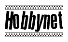 The image contains the text Hobbynet in a bold, stylized font, with a checkered flag pattern bordering the top and bottom of the text.