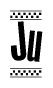 The image contains the text Ju in a bold, stylized font, with a checkered flag pattern bordering the top and bottom of the text.