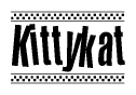 The clipart image displays the text Kittykat in a bold, stylized font. It is enclosed in a rectangular border with a checkerboard pattern running below and above the text, similar to a finish line in racing. 
