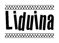 Liduina Bold Text with Racing Checkerboard Pattern Border