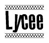 The image contains the text Lycee in a bold, stylized font, with a checkered flag pattern bordering the top and bottom of the text.