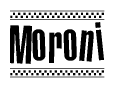 Moroni Bold Text with Racing Checkerboard Pattern Border