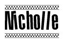 Nicholle Bold Text with Racing Checkerboard Pattern Border