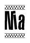 The image contains the text Nia in a bold, stylized font, with a checkered flag pattern bordering the top and bottom of the text.