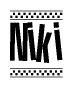 The clipart image displays the text Niki in a bold, stylized font. It is enclosed in a rectangular border with a checkerboard pattern running below and above the text, similar to a finish line in racing. 