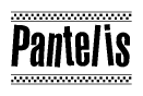 The clipart image displays the text Pantelis in a bold, stylized font. It is enclosed in a rectangular border with a checkerboard pattern running below and above the text, similar to a finish line in racing. 