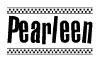 The image contains the text Pearleen in a bold, stylized font, with a checkered flag pattern bordering the top and bottom of the text.