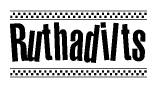 The clipart image displays the text Ruthadilts in a bold, stylized font. It is enclosed in a rectangular border with a checkerboard pattern running below and above the text, similar to a finish line in racing. 