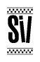The image contains the text Sil in a bold, stylized font, with a checkered flag pattern bordering the top and bottom of the text.