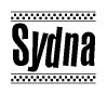 The clipart image displays the text Sydna in a bold, stylized font. It is enclosed in a rectangular border with a checkerboard pattern running below and above the text, similar to a finish line in racing. 