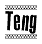 The image contains the text Teng in a bold, stylized font, with a checkered flag pattern bordering the top and bottom of the text.