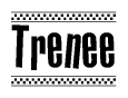The clipart image displays the text Trenee in a bold, stylized font. It is enclosed in a rectangular border with a checkerboard pattern running below and above the text, similar to a finish line in racing. 