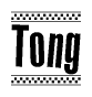 The clipart image displays the text Tong in a bold, stylized font. It is enclosed in a rectangular border with a checkerboard pattern running below and above the text, similar to a finish line in racing. 