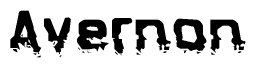 The image contains the word Avernon in a stylized font with a static looking effect at the bottom of the words