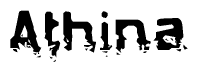 The image contains the word Athina in a stylized font with a static looking effect at the bottom of the words