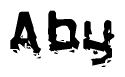 The image contains the word Aby in a stylized font with a static looking effect at the bottom of the words