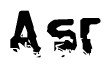 This nametag says Asr, and has a static looking effect at the bottom of the words. The words are in a stylized font.