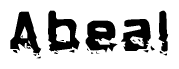 The image contains the word Abeal in a stylized font with a static looking effect at the bottom of the words