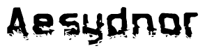 The image contains the word Aesydnor in a stylized font with a static looking effect at the bottom of the words