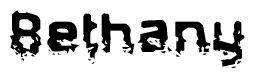 The image contains the word Bethany in a stylized font with a static looking effect at the bottom of the words