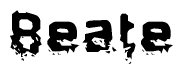 The image contains the word Beate in a stylized font with a static looking effect at the bottom of the words