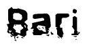 This nametag says Bari, and has a static looking effect at the bottom of the words. The words are in a stylized font.