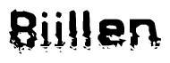 The image contains the word Biillen in a stylized font with a static looking effect at the bottom of the words