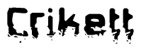 The image contains the word Crikett in a stylized font with a static looking effect at the bottom of the words