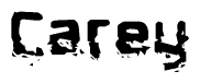 The image contains the word Carey in a stylized font with a static looking effect at the bottom of the words