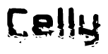 The image contains the word Celly in a stylized font with a static looking effect at the bottom of the words