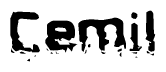 The image contains the word Cemil in a stylized font with a static looking effect at the bottom of the words