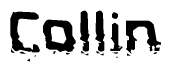 The image contains the word Collin in a stylized font with a static looking effect at the bottom of the words