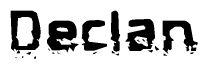 The image contains the word Declan in a stylized font with a static looking effect at the bottom of the words