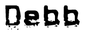 The image contains the word Debb in a stylized font with a static looking effect at the bottom of the words