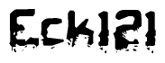 This nametag says Eck121, and has a static looking effect at the bottom of the words. The words are in a stylized font.